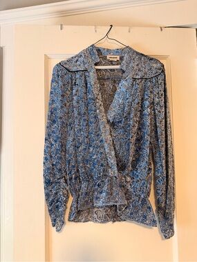 Zadig & Voltaire Light Blue and Gray Paisley Velvet Top